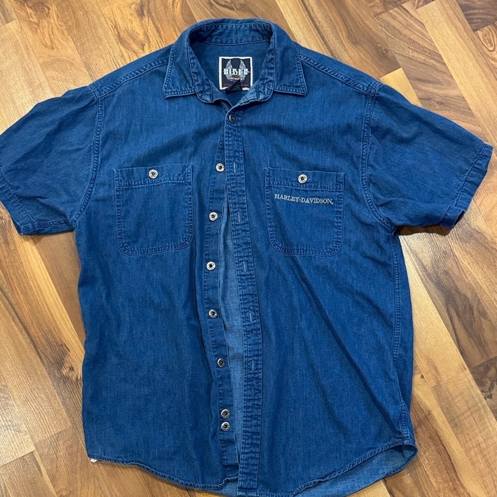 Harley-Davidson Men's Dark Blue Casual Shirt bikers blues